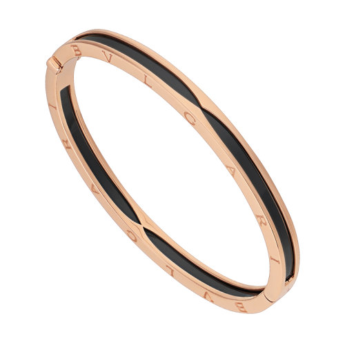 BVLGARI/寶格麗 B.ZERO1系列 18K金玫瑰金配以黑色陶瓷螺旋形手鐲 351415