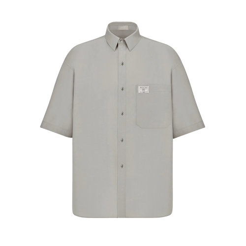 DIOR/迪奧 22年秋冬新款 CD 1947系列 男士灰色桑蠶絲府綢短袖襯衫243C556B5642_C800