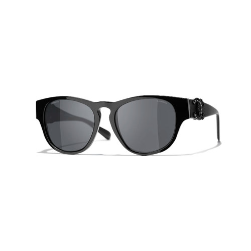 Chanel/香奈兒 22年春夏新款 女士灰色鏡片黑色醋酯纖維鏡框方形太陽(yáng)眼鏡墨鏡A71437X08101S8881