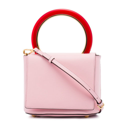 MARNI/瑪尼 Pannier系列 女士粉色小牛皮手提包單肩斜挎包