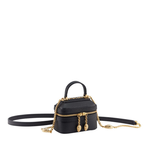 BVLGARI/寶格麗 22春夏新款 SERPENTI FOREVER系列 女士迷你黑色粒面小牛皮金扣馬銜索蛇頭拉環(huán)首飾盒291895