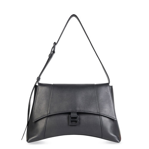 Balenciaga/巴黎世家 20  DOWNTOWN系列 女士黑色光滑小牛皮啞光黑色飾面B徽標(biāo)單肩包67135429S171000