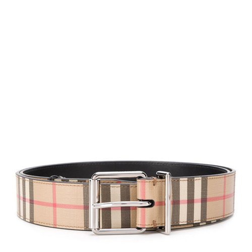 BURBERRY/博柏利 男士卡其色皮革經(jīng)典格紋針扣式腰帶皮帶 8024184