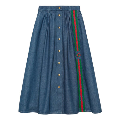 GUCCI/古馳 古奇時尚百搭 女士藍色半身裙599366 XDA0F 4161  HC0640