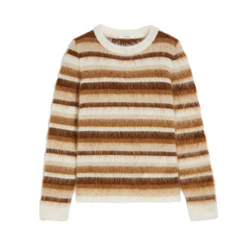 MaxMara/麥絲瑪拉 22年秋冬新款 COLONIA系列 女士牛皮紙色馬海毛混紡圓領(lǐng)針織衫毛衣1366092306010
