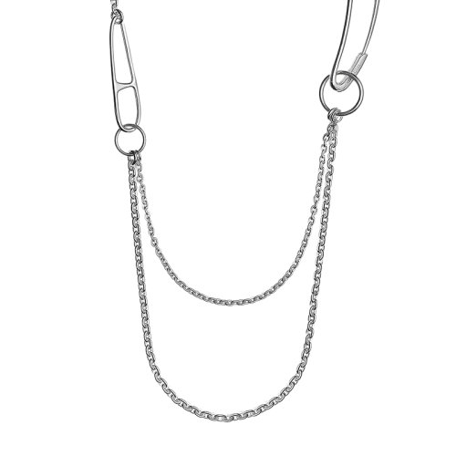 HERMES/愛馬仕 經(jīng)典double Cha?ne d'Ancre Punk系列 925純銀回形針長項鏈H117113B