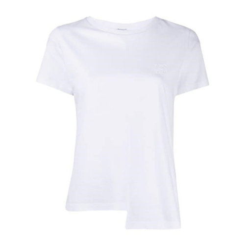 LOEWE/羅意威  簡約時尚  女士白色棉質(zhì)不對稱圓領(lǐng)短袖T恤 S6299062CR