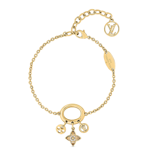 Louis Vuitton/路易威登 22春夏新款MY BLOOMING STRASS系列 金色金屬鑲嵌人造鉆石徽標(biāo)花手鏈M00583