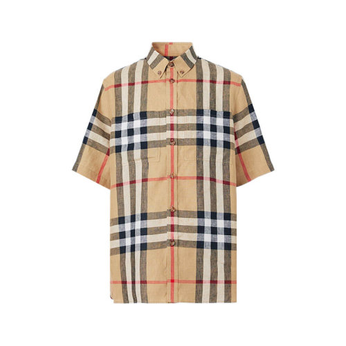 BURBERRY/博柏利 男款亞麻寬松版短袖襯衫 80510731