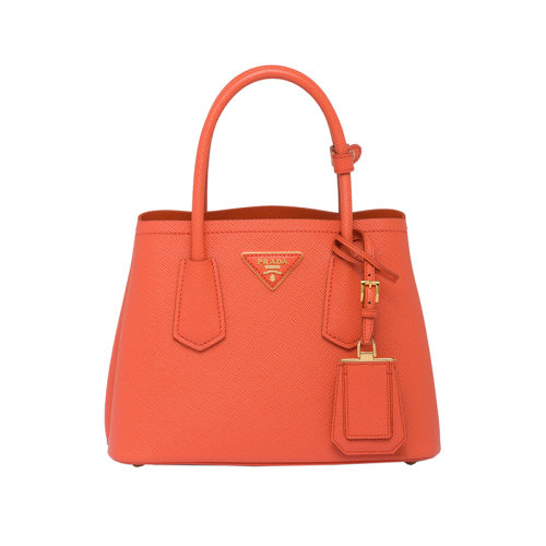 PRADA/普拉達 22新款 Prada Double系列 女士橙色saffiano皮革金扣徽標(biāo)單肩斜跨手提包1BG443_2A4A_F0049_V_XOO