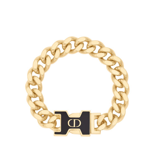 DIOR/迪奧 22新款30 MONTAIGNE系列 女士金色飾面金屬黑色涂漆裝飾手鏈B1620MTGLQ_D307