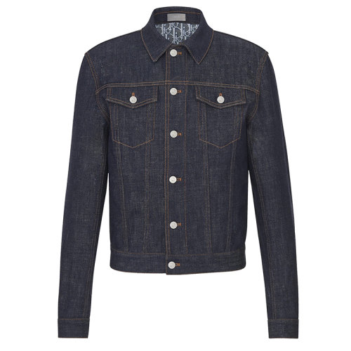 DIOR/迪奧  20春夏新款男士DIOR斜紋印花深藍(lán)色棉質(zhì)牛仔夾克 013D482B226X_C580