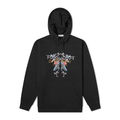 GIVENCHY/紀梵希 男裝 服飾 黑色霓虹燈印花連帽衫棉質連帽衛(wèi)衣 男衛(wèi)衣