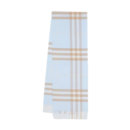 BURBERRY/博柏利新款 男女同款藍色經(jīng)典格紋羊絨流蘇圍巾80184881