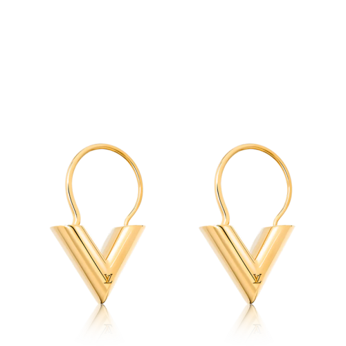 Louis Vuitton/路易威登 22春夏新款ESSENTIAL V系列 金色黃銅金屬V字造型鏤刻徽標(biāo)耳環(huán)M61088