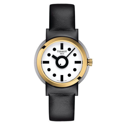 TISSOT/天梭 孟菲斯系列限量版 女士白色表盤石英機芯精鋼表殼黑色皮質表帶腕表34毫米T134.210.27.011.00