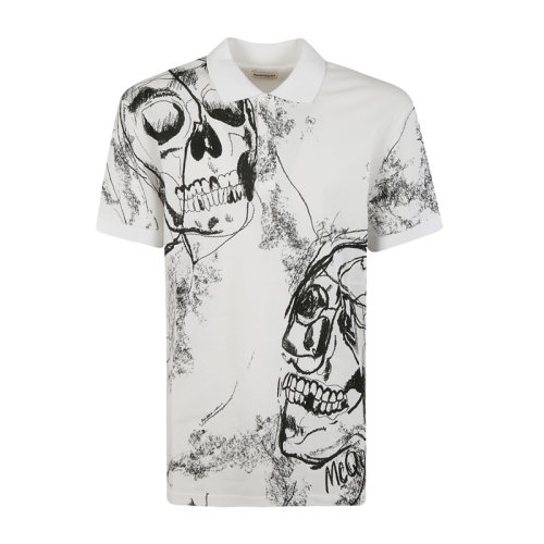 Alexander McQueen 亞歷山大·麥昆 男士服裝  時(shí)尚印花短POLO 男士短袖POLO
