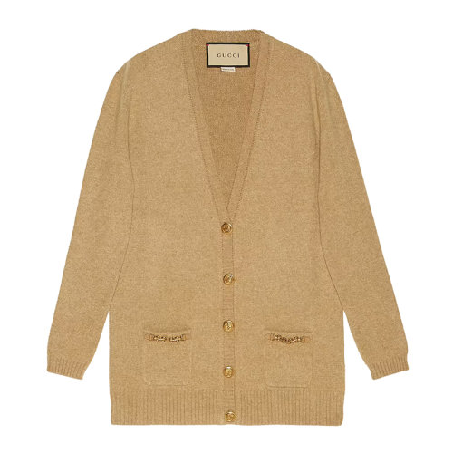 GUCCI/古馳      女士駝色純羊絨開衫678441XKB1R2184