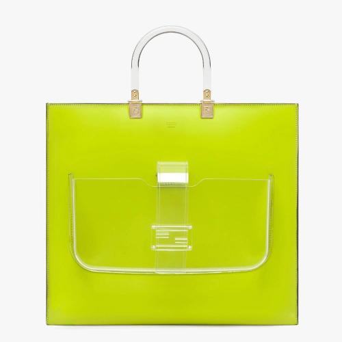  FENDI芬迪 22年秋冬 女士 手提包 嫩芽綠皮革手提袋，飾Baguette口袋 8BH402AMD5F1JCP