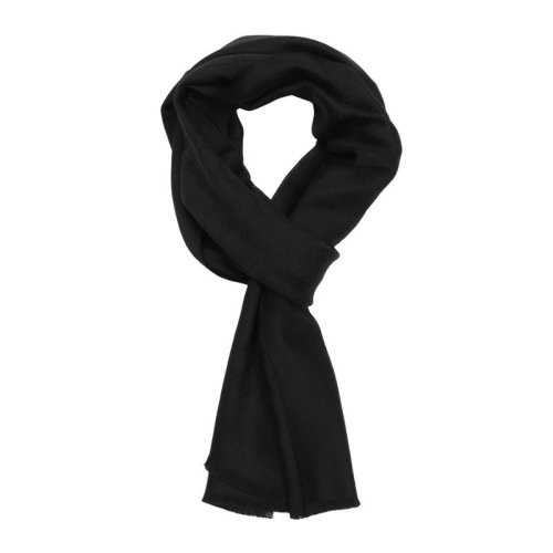 GUCCI/古馳 男女通用 中性黑色羊絨GG提花流蘇圍巾 456362-4G201-1000