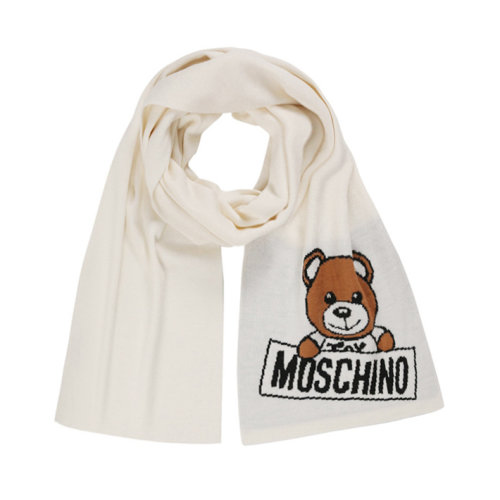 MOSCHINO/莫斯奇諾  女士白色/粉色羊毛時(shí)尚百搭小熊圖案圍巾/披肩圍巾  M185730572002  GMH0012CD