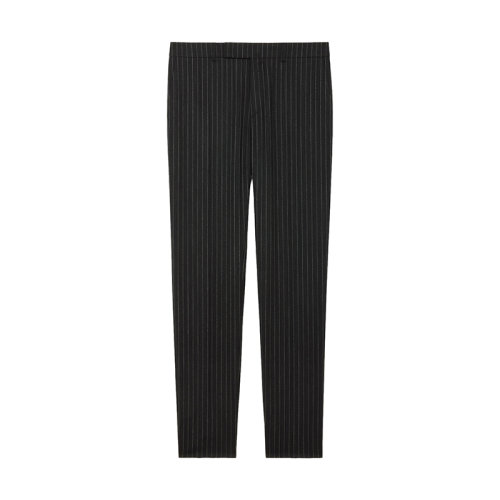 CELINE/賽琳 22年春夏新款 男士黑灰色/白堊色純羊毛條紋西褲2P085219M.10AC