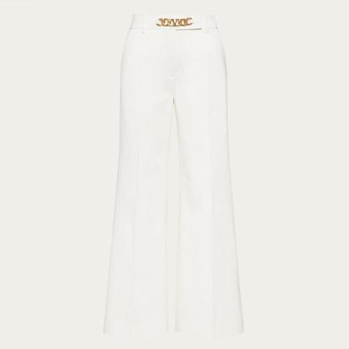  VALENTINO華倫天奴 22年秋冬 女士 休閑褲 PANTALON VLOGO CHAIN EN COMFORT GABARDINE 1B3RB4