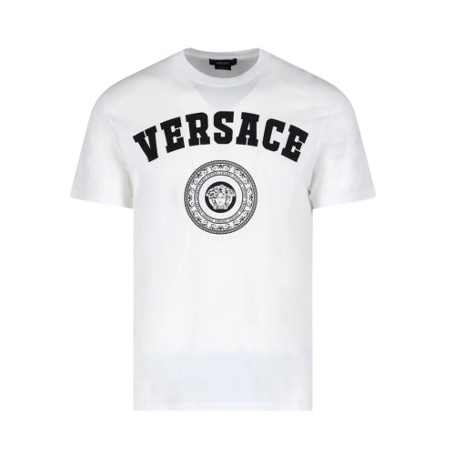 VERSACE/范思哲 男士純色棉質(zhì)字母徽標(biāo)印花圓領(lǐng)短袖上衣T恤1005194-1A03485 多色可選
