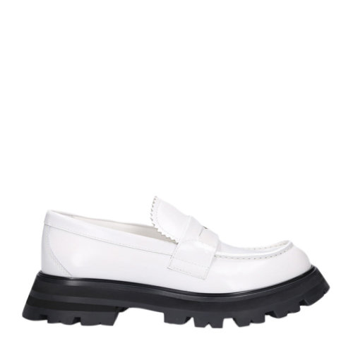 Alexander McQueen/亞歷山大麥昆 女士象牙白皮質(zhì)抓地鞋底樂(lè)福鞋豆豆鞋女鞋 666328-WHZ80-9358