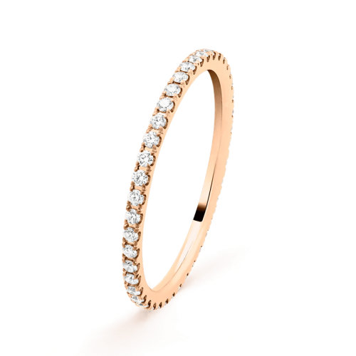 Van Cleef & Arpels/梵克雅寶 經典Félicité結婚戒指系列 18K金玫瑰金鑲鉆排鉆簡約大氣戒指 求婚訂婚結婚戒指 VCARO8BO00