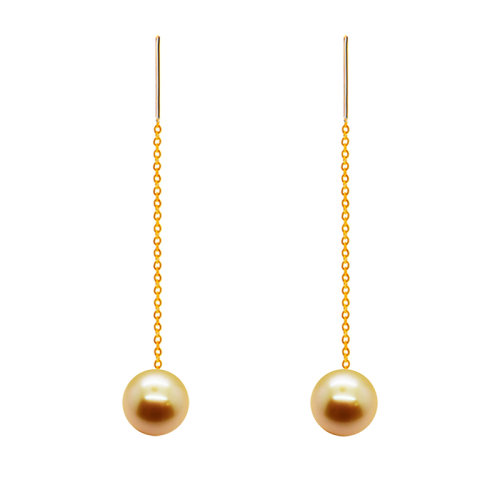 zhuella/珠艾樂 流蘇耳線款耳環(huán)耳釘耳飾 澳大利亞南洋金珠 時尚別致