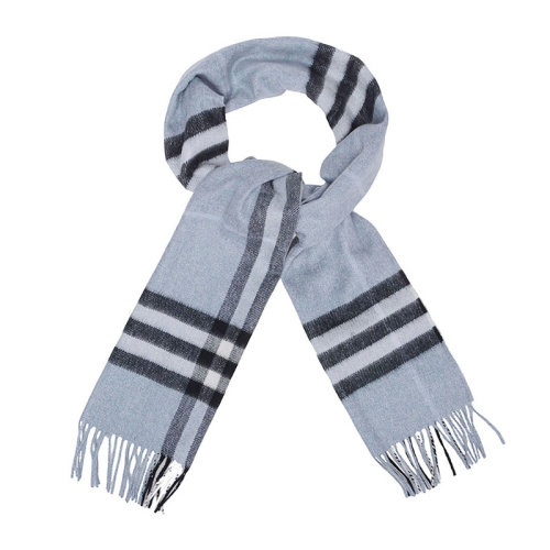 BURBERRY/博柏利 男女通用 中性Giant Icon淺灰色格紋羊絨流蘇圍巾圍脖 3994481