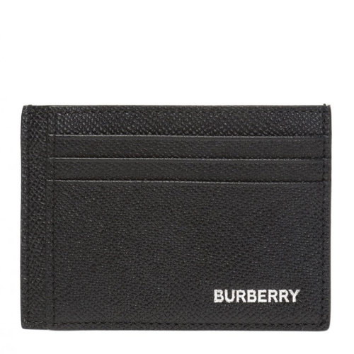 BURBERRY/博柏利 男士黑色紋理小牛皮字母徽標(biāo)印花錢夾卡夾卡包男包 8014665