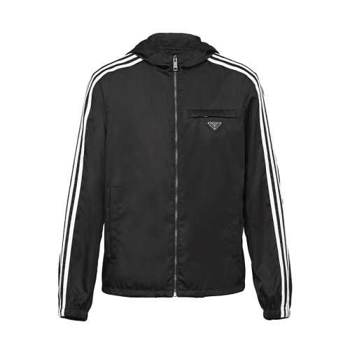 PRADA/普拉達 22年早春新款 ADIDAS聯(lián)名系列 男女同款黑色再生尼龍運動連帽夾克SGB964_1WQ8_F0002_S_212