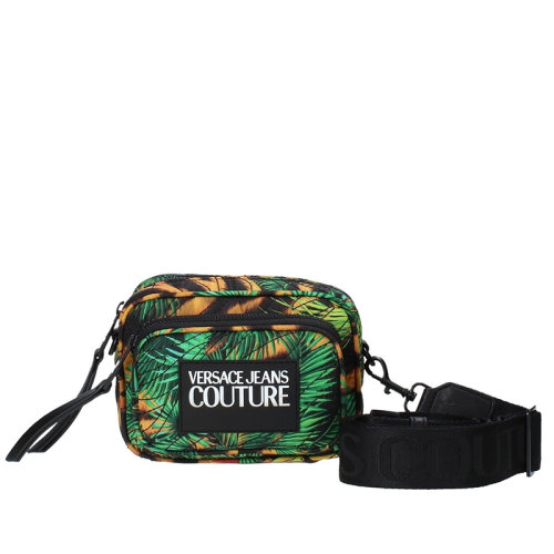 VERSACE JEANS/范思哲牛仔  女包女士綠色花紋尼龍時尚百搭斜挎包單肩包  EE1VVBBH8-E71490-E982