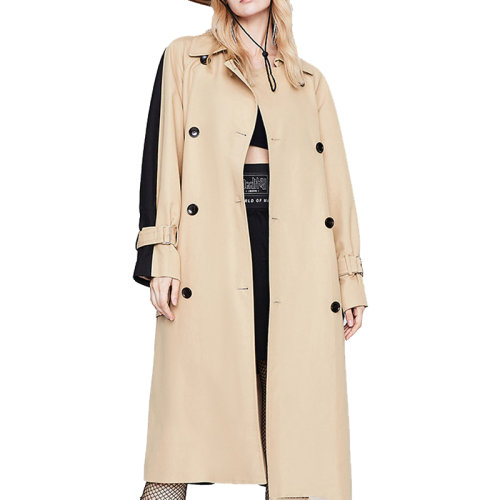 GeleiStory/GeleiStory  秋冬新款風(fēng)衣女雙排扣卡其撞色長款風(fēng)衣外套女士風(fēng)衣