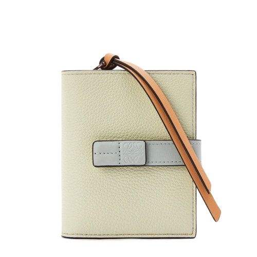 LOEWE/羅意威 22春夏新款 女士大理石綠/灰白色柔軟粒面牛皮革緊湊型按扣拉鏈錢(qián)包C660Z41X01-9581