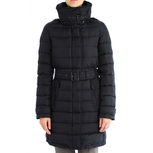 Burberry/博柏利 女裝 服飾 黑色連帽長款 女士羽絨服外套