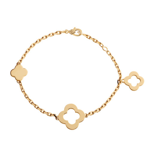 Van Cleef & Arpels/梵克雅寶 經(jīng)典Byzantine Alhambra系列 18k金黃金鏤空3四葉草手鏈VCARD39600