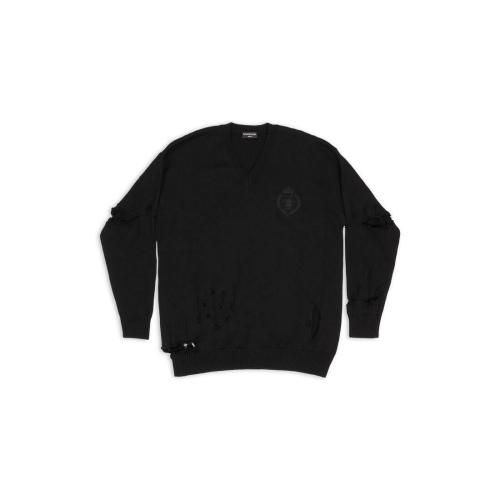  BALENCIAGA巴黎世家 22年秋冬 男士 針織衫 DESTROYED OVERSIZED V領(lǐng)上衣 702216T16421000