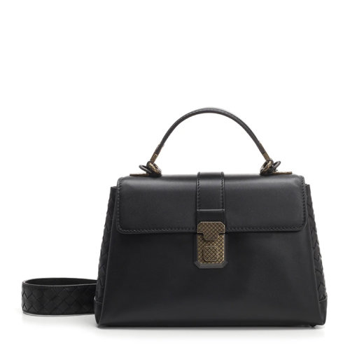 Bottega Veneta/葆蝶家   女士黑色小牛皮手提包單肩包斜挎包女包 543212-VALKD-1000