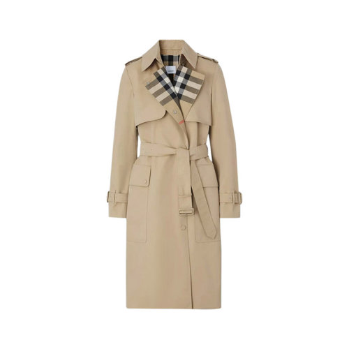 BURBERRY/博柏利 女款棉質(zhì)嘎巴甸Trench風(fēng)衣外套格紋 80432071