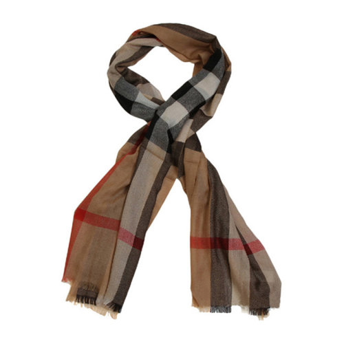BURBERRY/博柏利 男女通用 中性山羊絨經(jīng)典流蘇格子駝色格紋圍巾圍脖 3902673