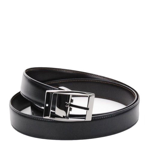 MontBlanc/萬寶龍 男士時尚經典針扣黑色牛皮腰帶皮帶 116710