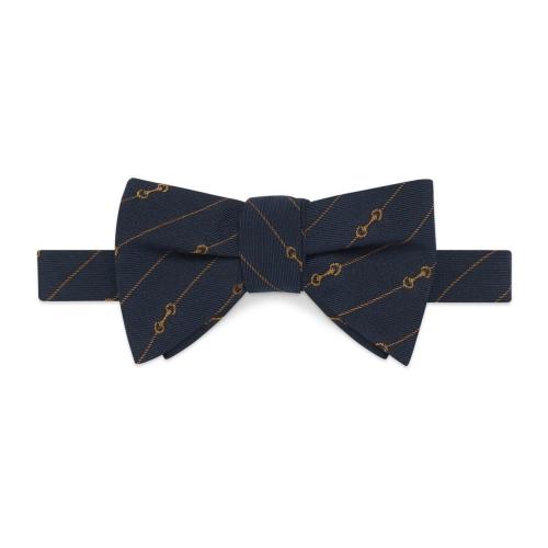  GUCCI古馳 22年秋冬 男士 馬銜扣條紋羊毛領(lǐng)結(jié) 703081 4G188 4100