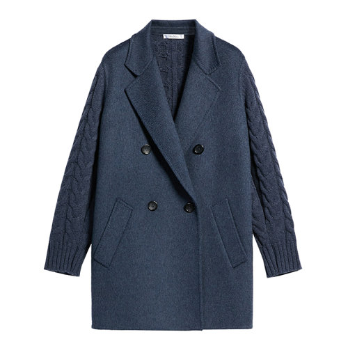 MaxMara/麥絲瑪拉 22年秋冬新款 SATRAPO系列 女士牛仔藍(lán)色羊絨羊毛短款雙排扣夾克1316022906008