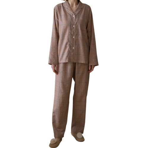 GeleiStory/GeleiStory 回歸生活取悅自己休閑居家系列天絲棉混紡格紋長(zhǎng)袖長(zhǎng)褲家居服套裝女裝＞女士睡衣/家居服＞女睡衣/家居服