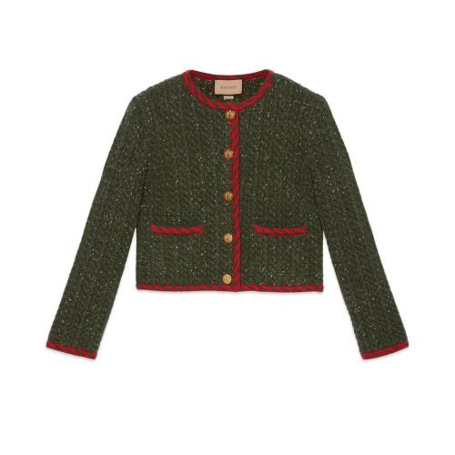  GUCCI古馳 22年秋冬 女士 絞花針織羊毛夾克 713316 XKCLG 3413