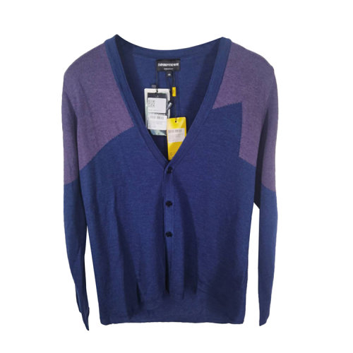 Emporio Armani/安普里奧阿瑪尼  男士紫/藍(lán)色拼色羊毛紐扣開衫 P1E05M P122M