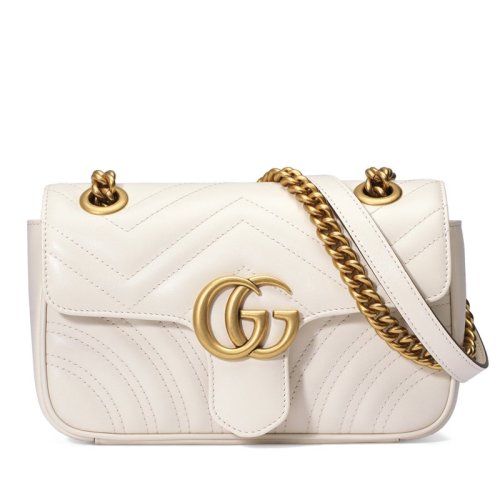 GUCCI/古馳 迷你GG Marmont女士波浪紋金屬扣鏈條單肩斜挎包 446744DTDIT9022